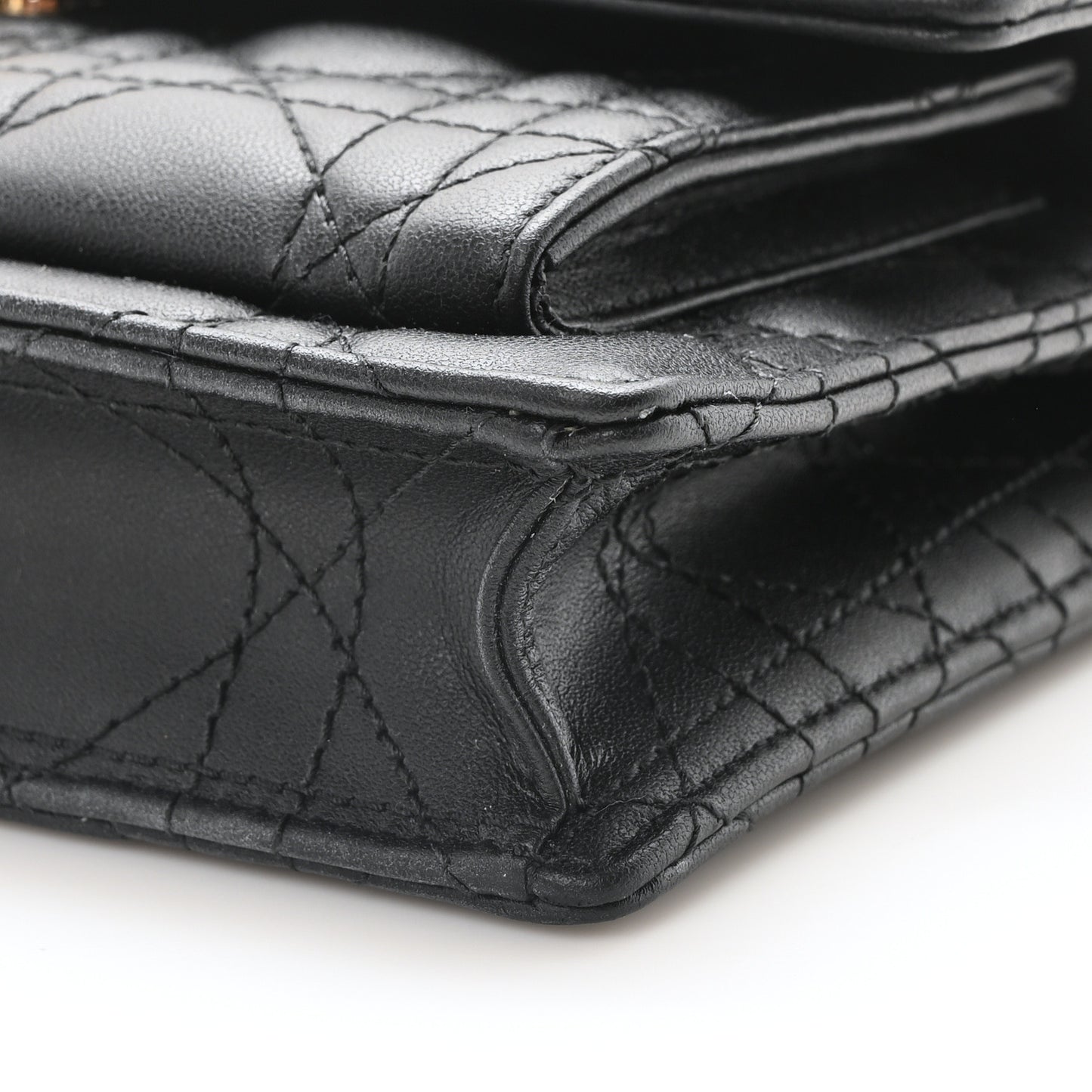 Lambskin Cannage Lady Dior Chain Pouch Black
