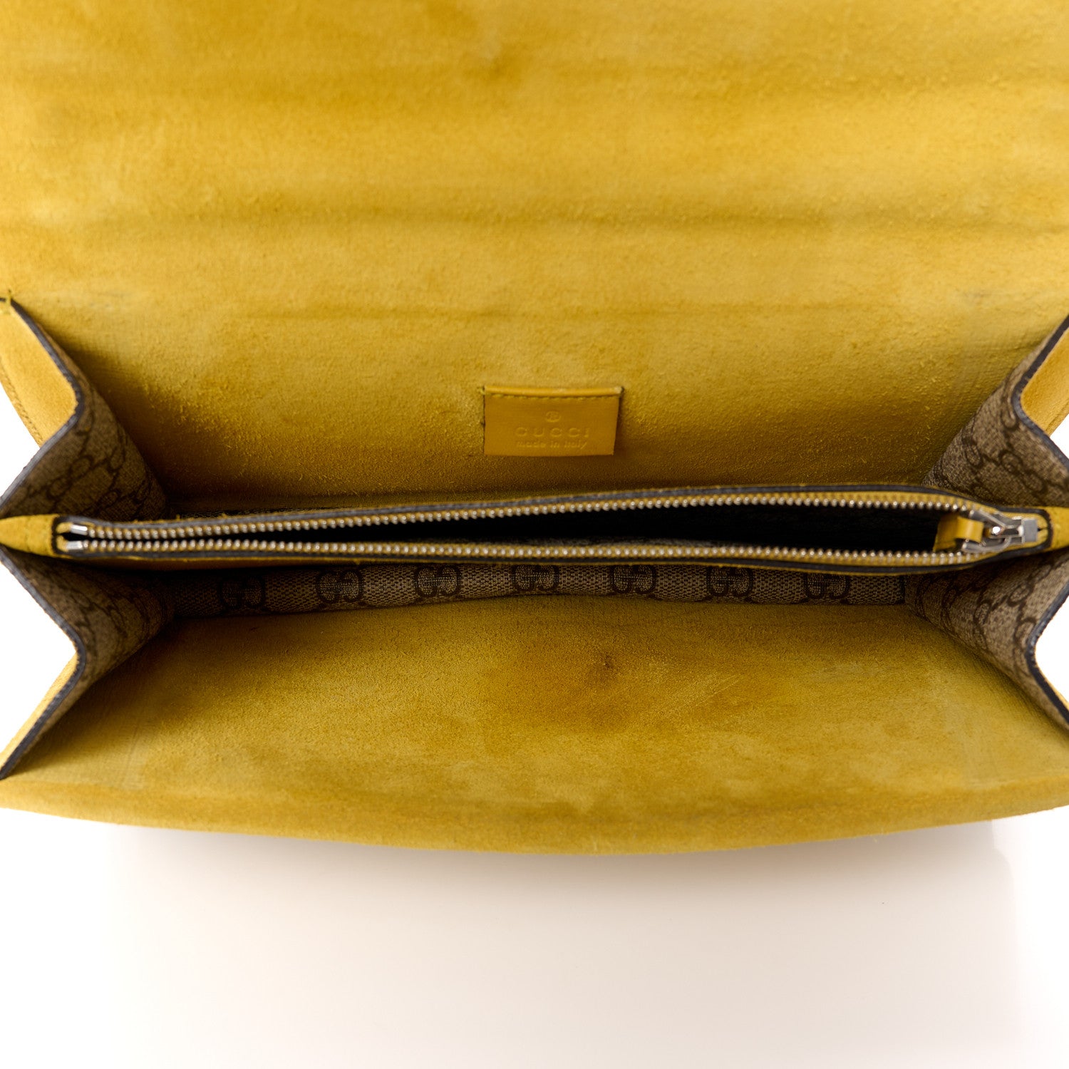 Gucci GG Supreme Monogram Suede Crystal Small Dionysus Shoulder Bag Beige Ebony Yellow 5 of 15