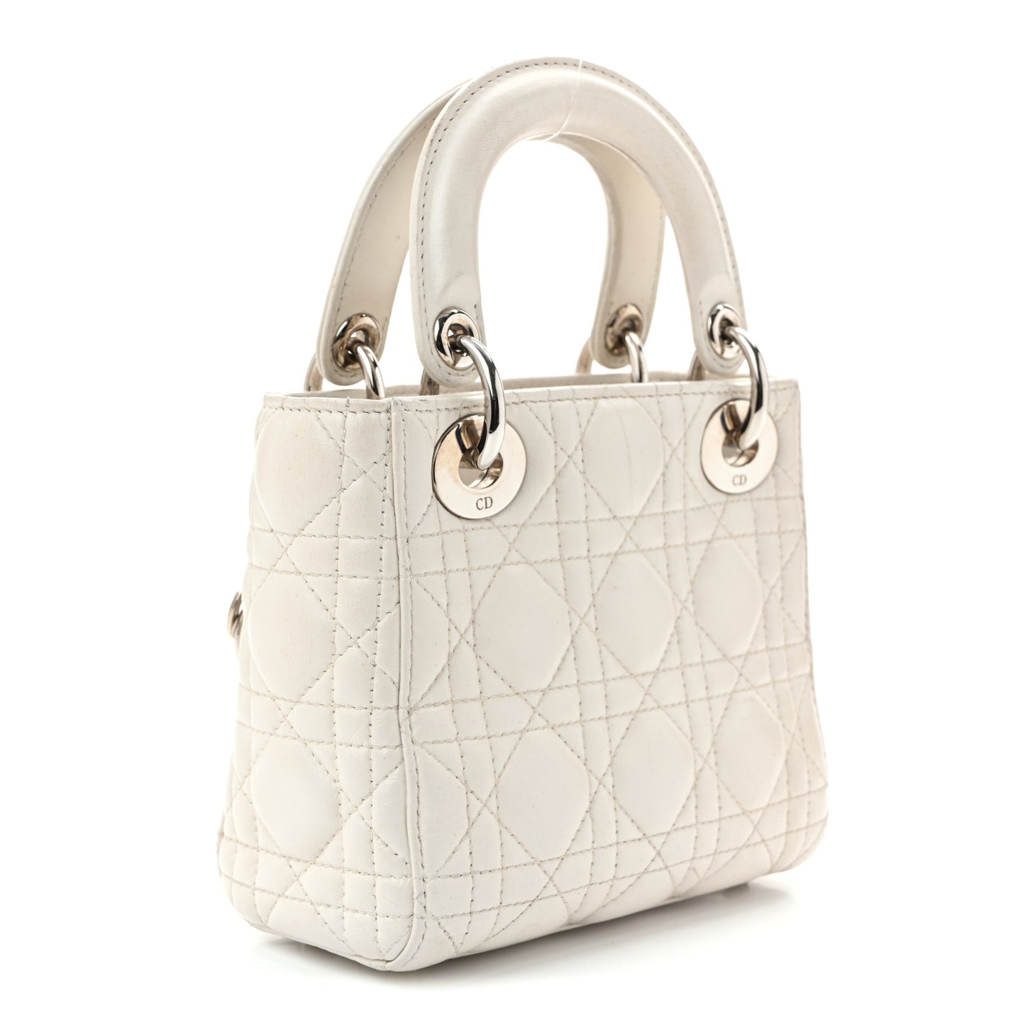 Lambskin Cannage Mini Lady Dior White