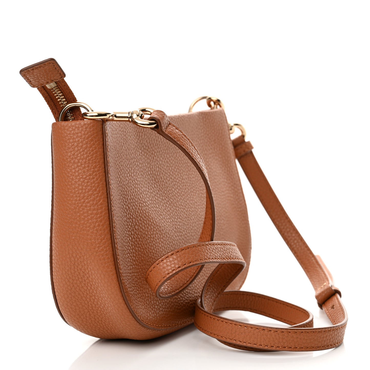 Pebbled Calfskin Small Maverick Crossbody Smoked Almond