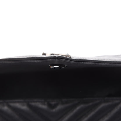 Saint Laurent Sheepskin Matelasse Chevron Monogram Medium College Bag Black 9 of 15