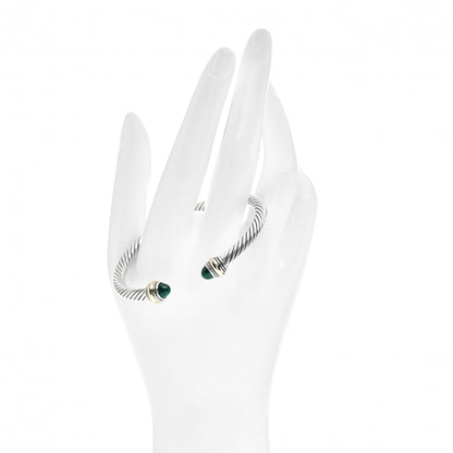 David Yurman Sterling Silver 14K Yellow Gold Malachite 5mm Cable Classic Bracelet 2 of 4