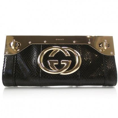 Gucci Python Britt Interlocking G Starlight Clutch Black 1 of 8