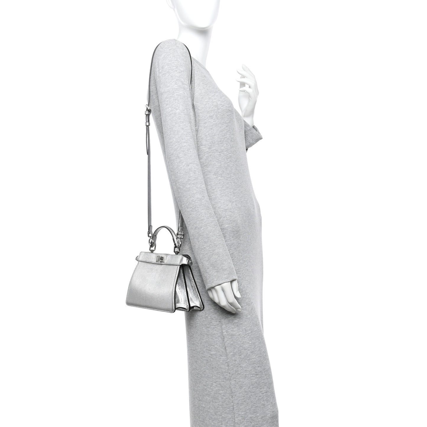Metallic Karung Petite Peekaboo I SEE U Satchel Argento