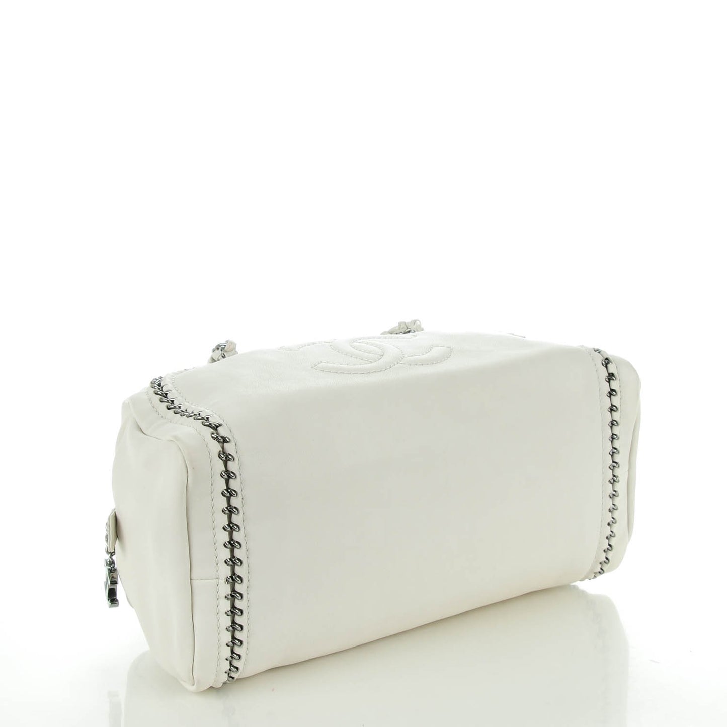 Smooth Calfskin Medium Luxe Ligne Bowler White