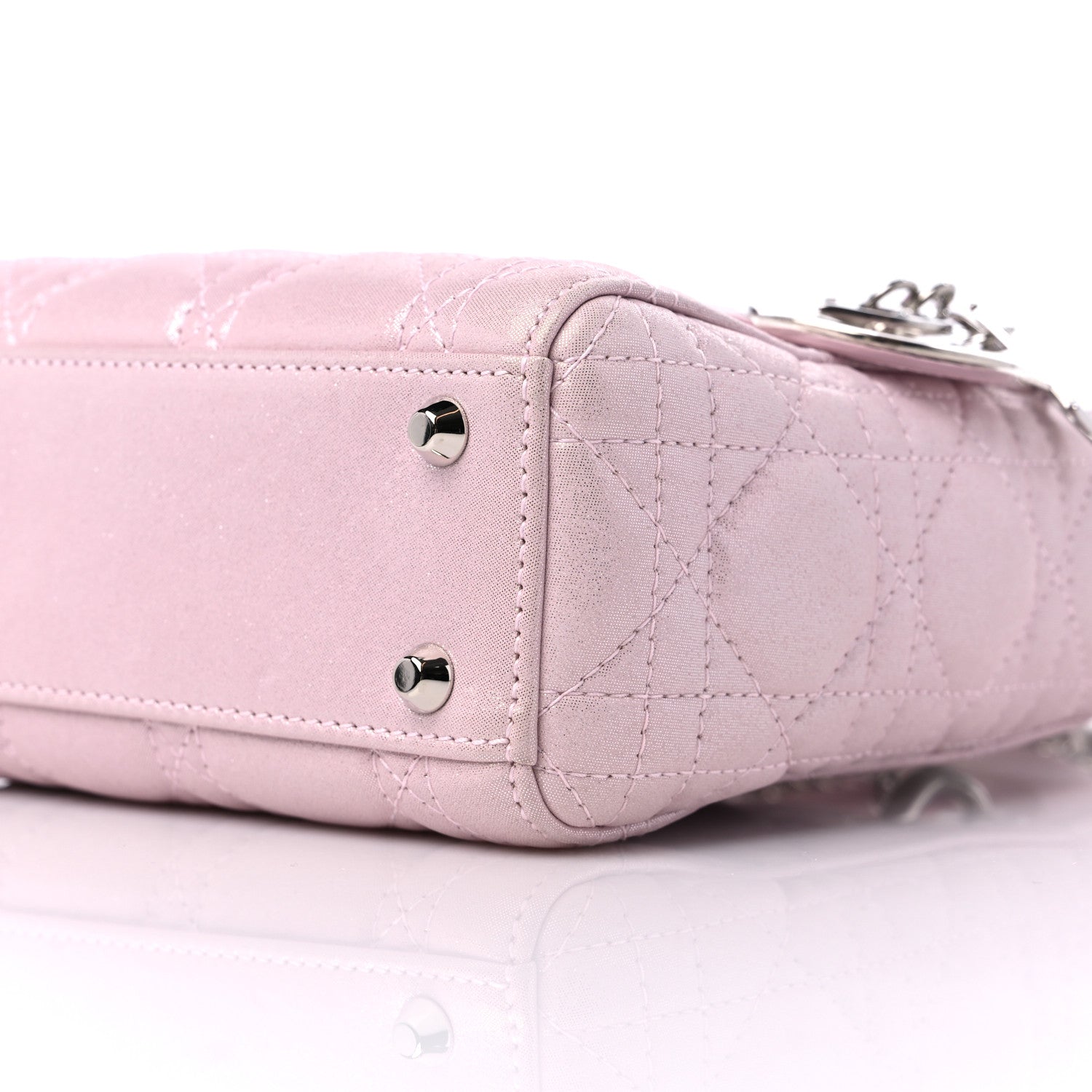 Christian Dior Metallic Lambskin Cannage Mini Lady Dior Lotus 8 of 10