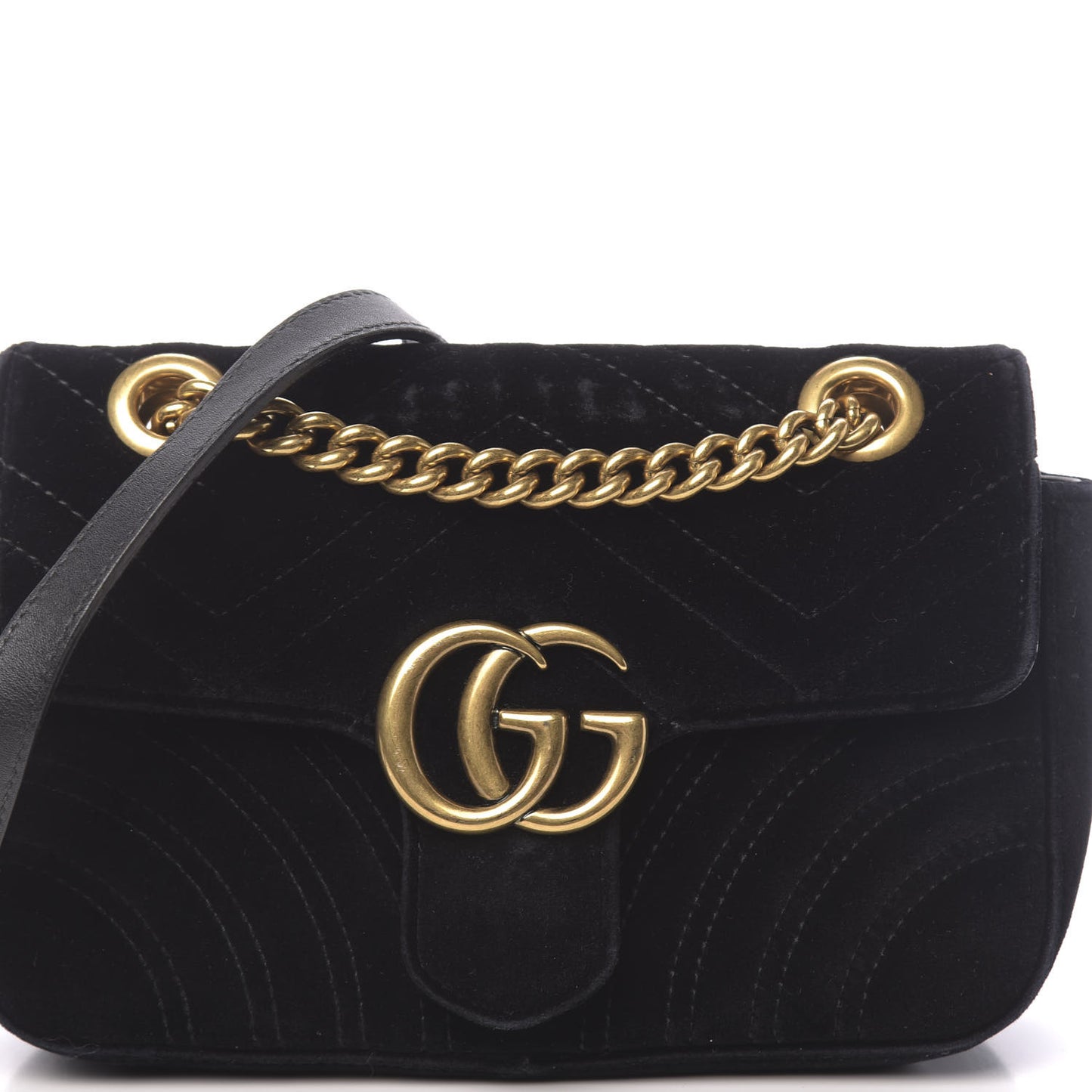 Velvet Matelasse Mini GG Marmont Shoulder Bag Black