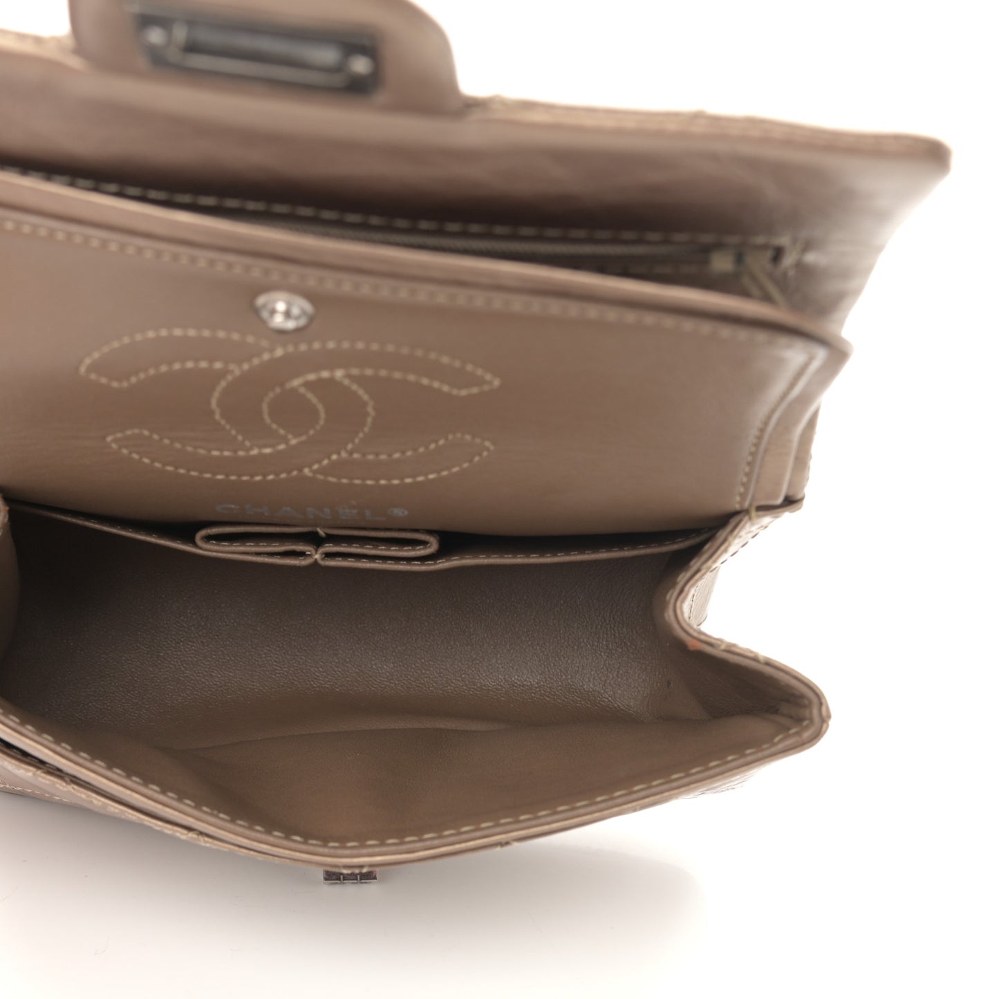 Aged Calfskin Quilted 2.55 Reissue 224 Flap Dark Gold
