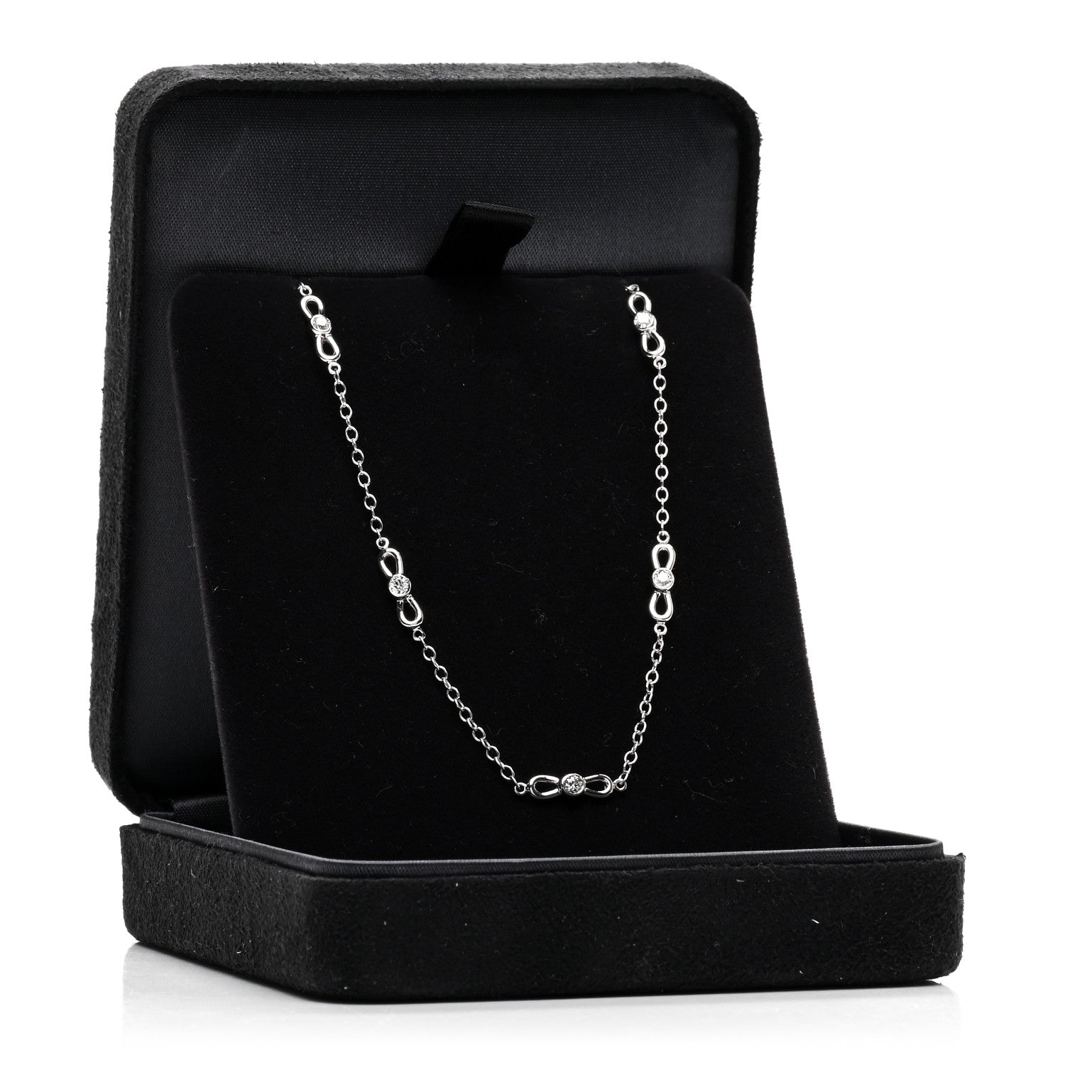 Tiffany 18K White Gold Diamond Infinity Station Necklace 5 of 5
