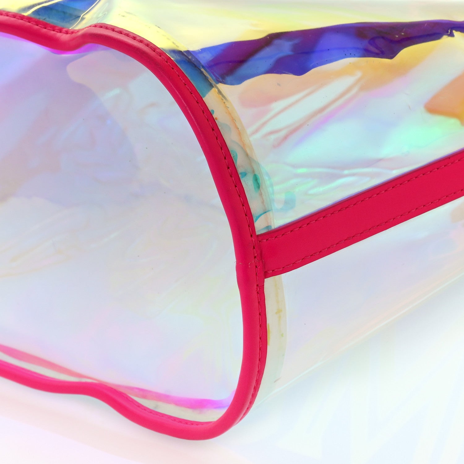 MCM Iridescent PVC Shopper Tote Neon Pink Hologram 7 of 7
