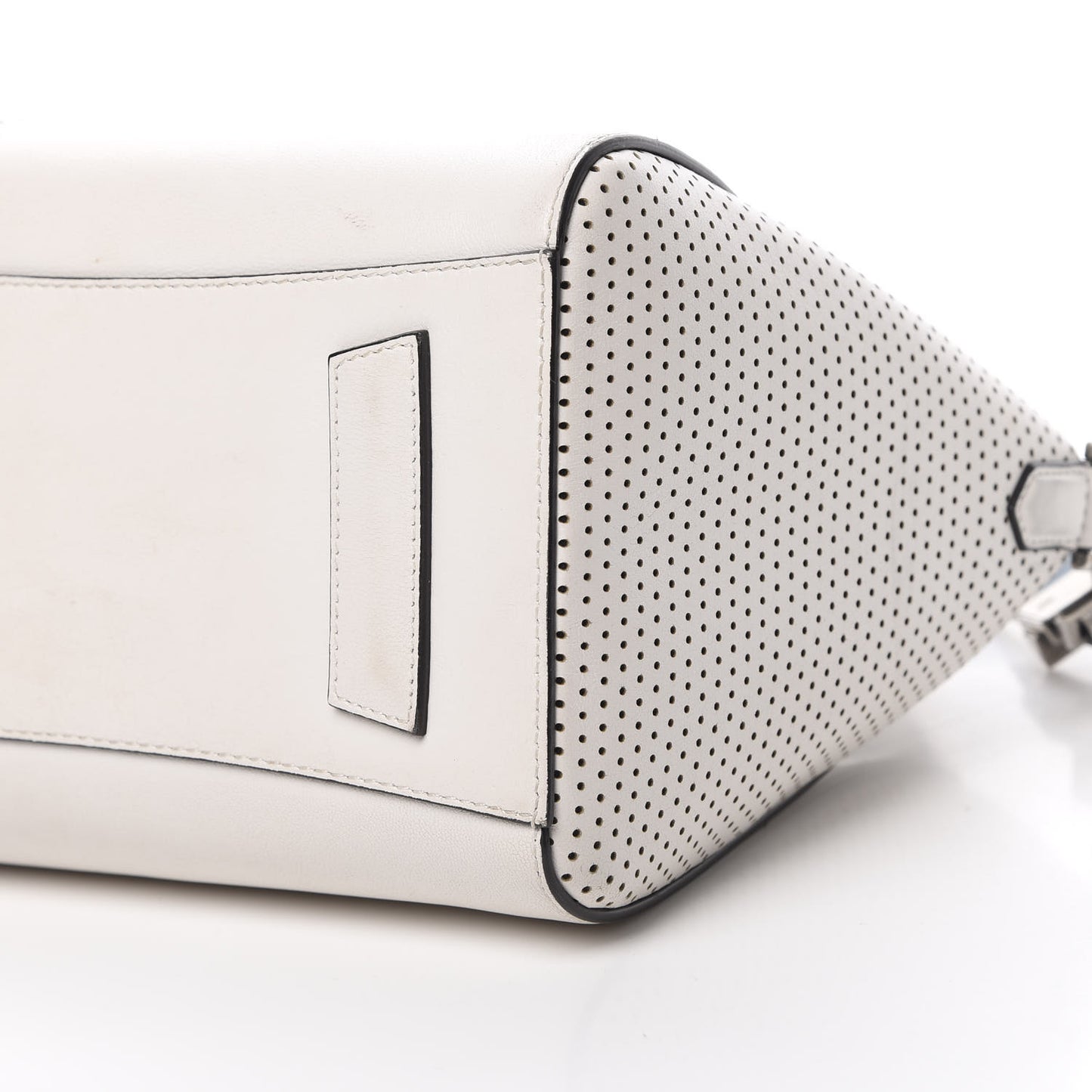 Lambskin Perforated Small Antigona White