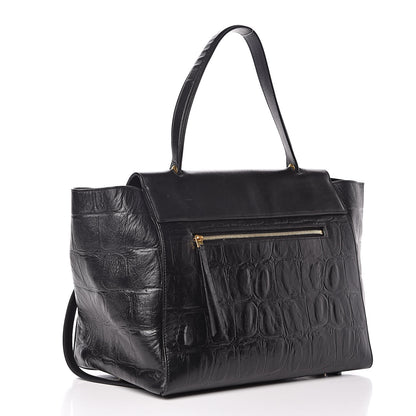 Celine Calfskin Crocodile Embossed Small Belt Bag Black 3 of 15