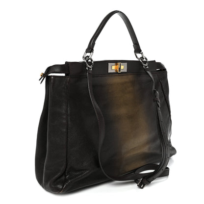 Fendi Goatskin Zucca Ombre Large Peekaboo Iconic Satchel Moro Gold Tobacco 3 of 10