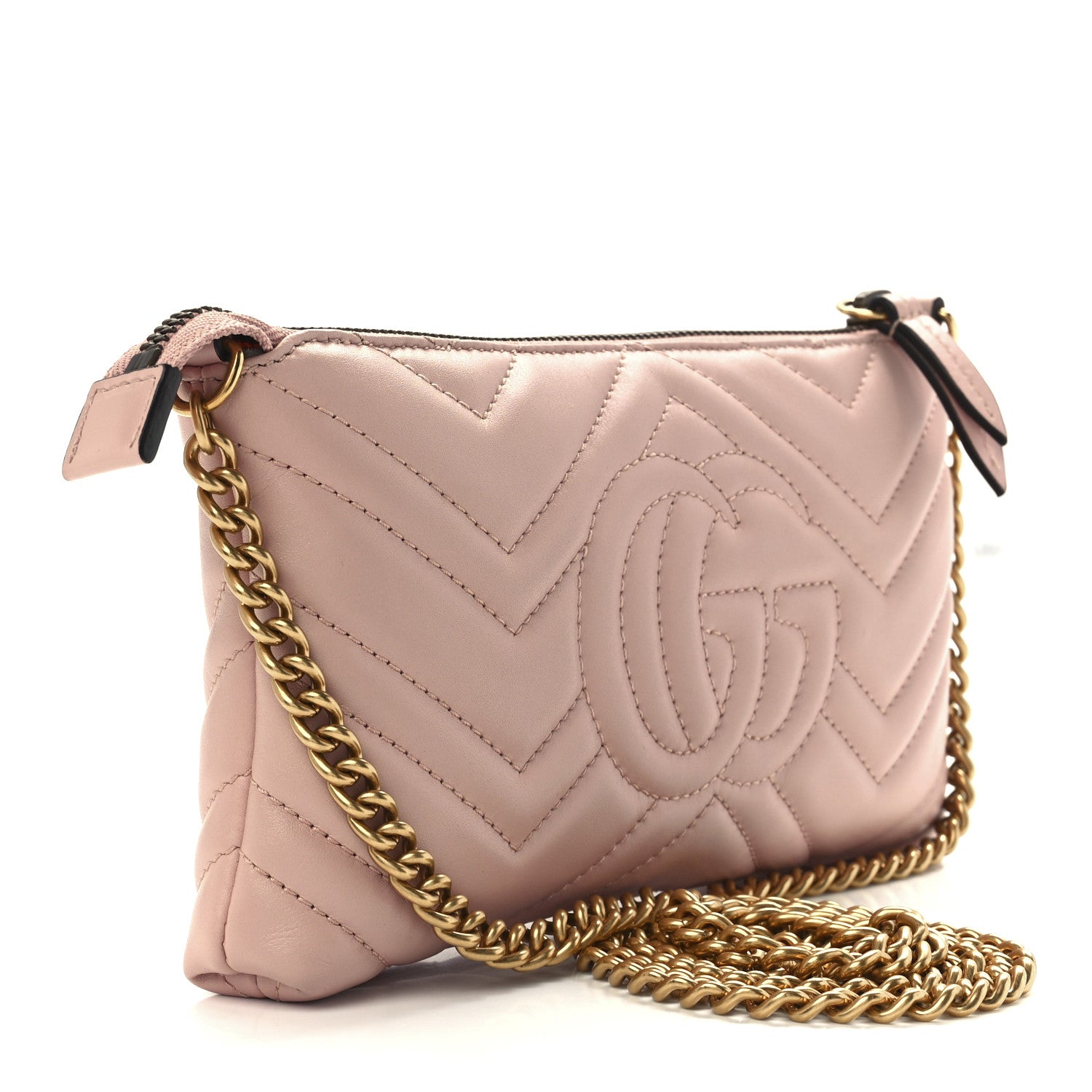 Gucci Calfskin Matelasse Mini GG Marmont Chain Bag Perfect Pink 3 of 10