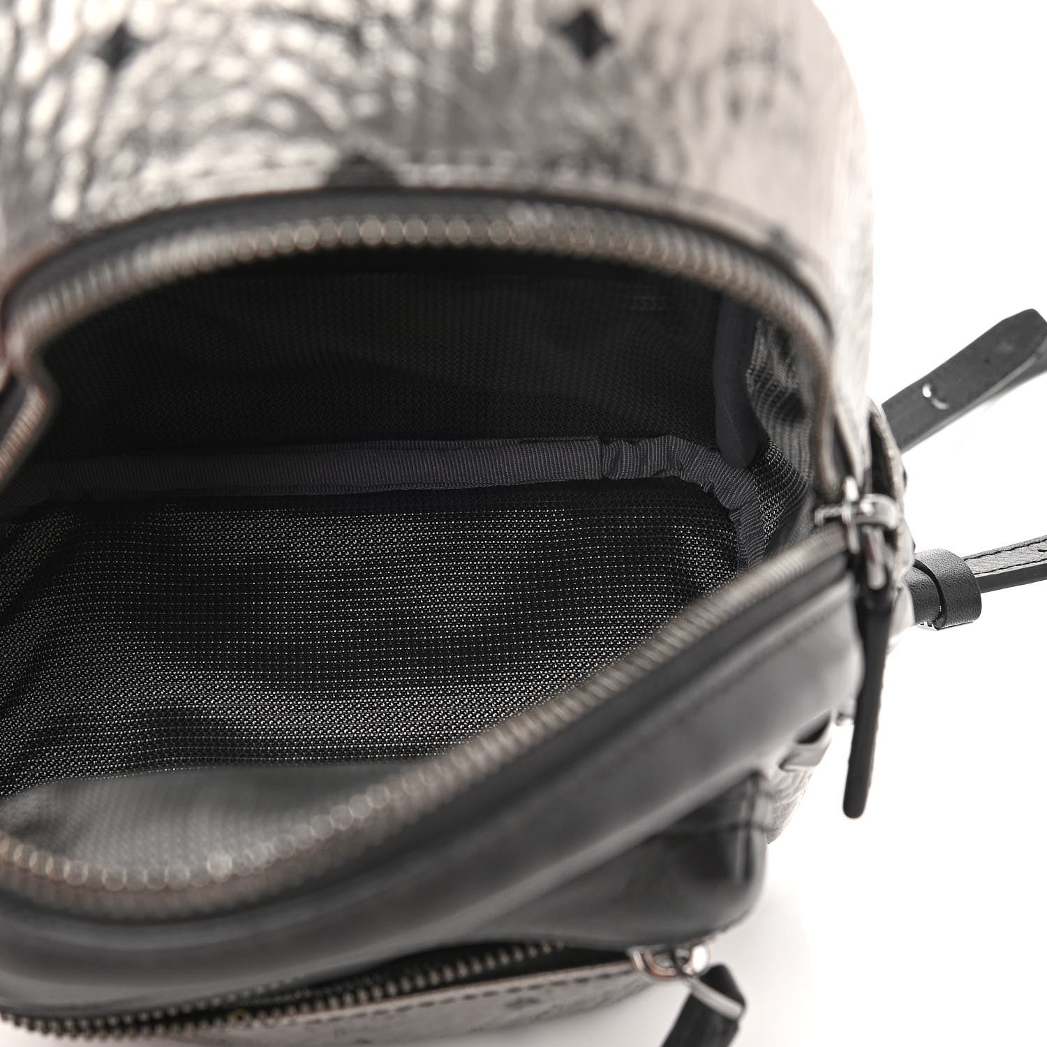 MCM Metallic Visetos Studded X-Mini Bebe Boo Backpack Silver 5 of 10