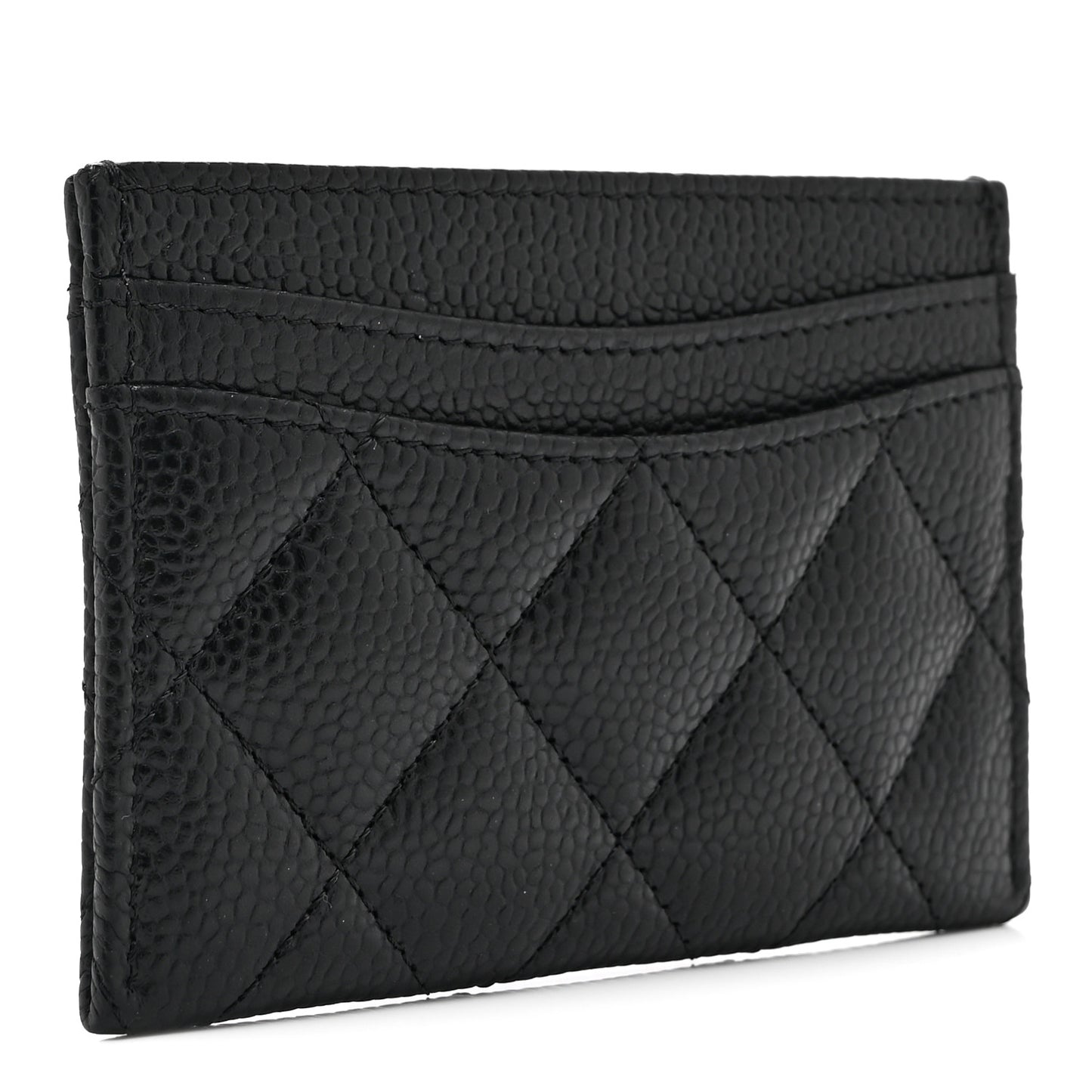 Caviar Quilted Card Holder Black