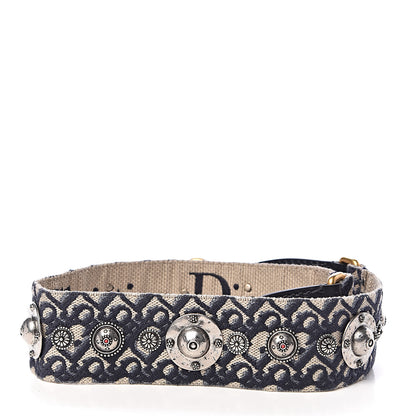 Christian Dior Oblique Studded Shoulder Strap Blue 2 of 4
