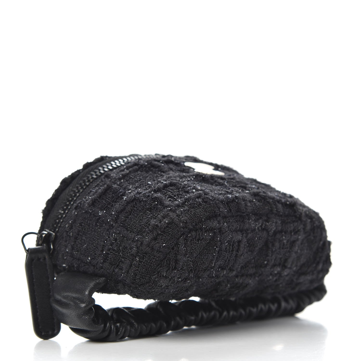 Chanel Tweed Lambskin Quilted Arm Coin Purse Black 4 of 10