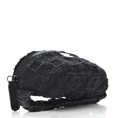 Chanel Tweed Lambskin Quilted Arm Coin Purse Black 4 of 10