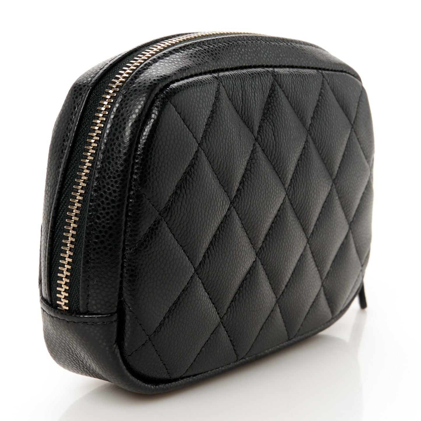 Caviar Quilted Small Curvy Pouch Cosmetic Case Black
