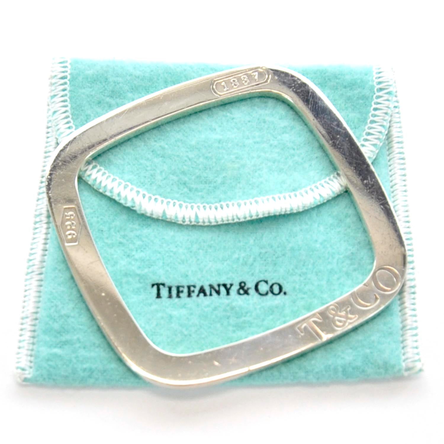 Tiffany Sterling Silver 1837 Square Bangle Bracelet 1 of 6