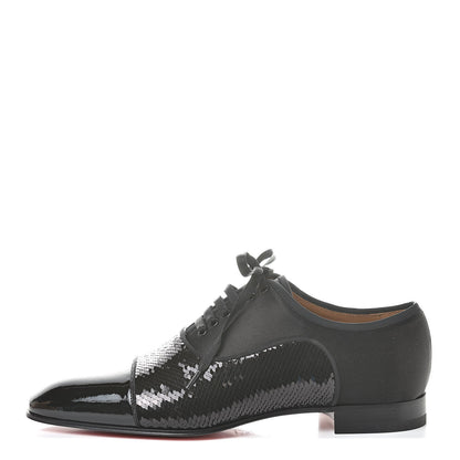 Christian Louboutin Patent Paillettes Greggo Orlato Flat Oxfords 40.5 Black 1 of 9
