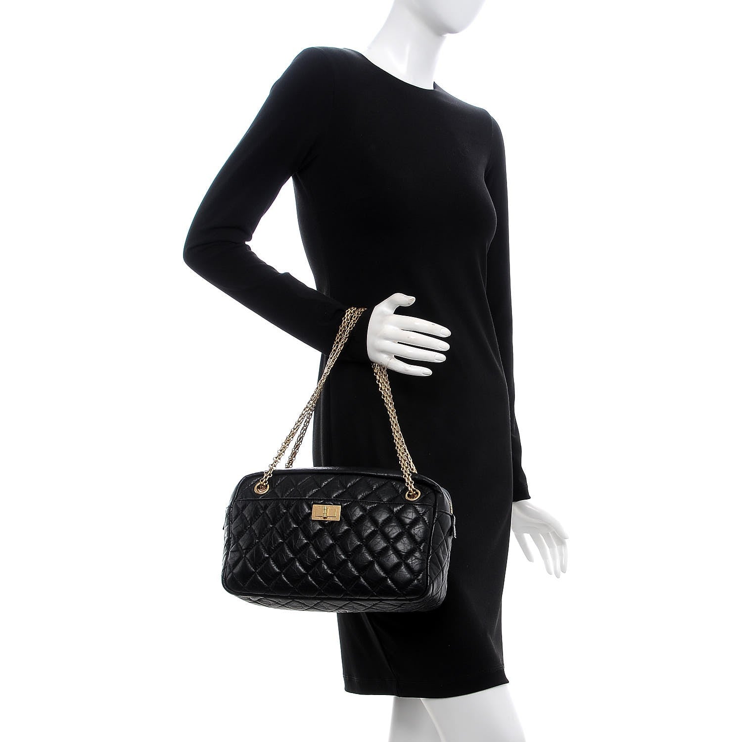 Chanel Aged Calfskin Quilted Medium Reissue Camera Case Black 2 of 7