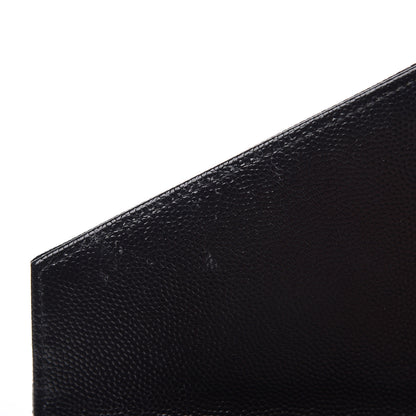 Saint Laurent Grain De Poudre Matelasse Chevron Monogram Envelope Chain Wallet Black 10 of 10