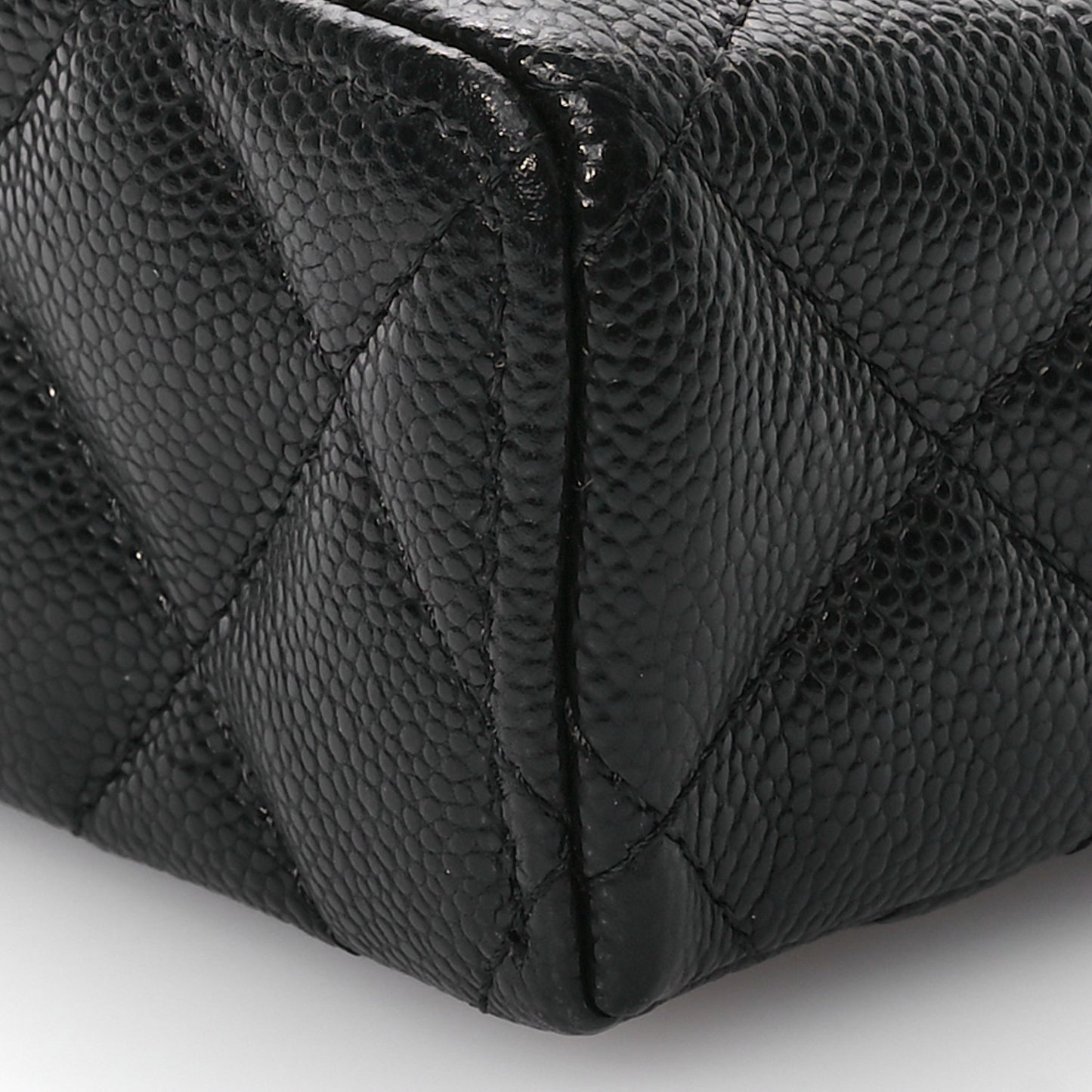 Caviar Quilted Top Handle Slim Vanity With Chain Black