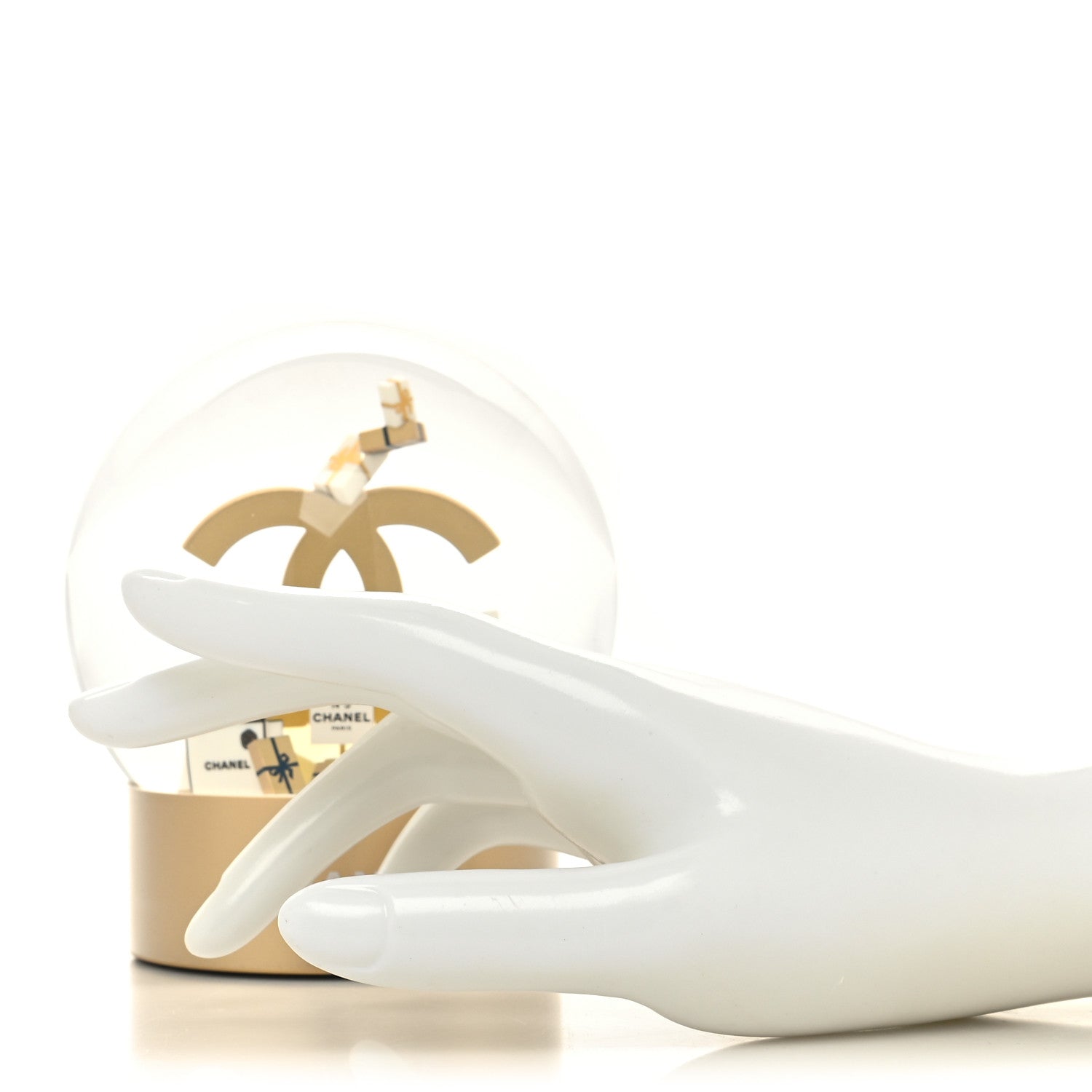 Chanel Glass CC Shopping Bag Snow Globe Gold 2 of 9