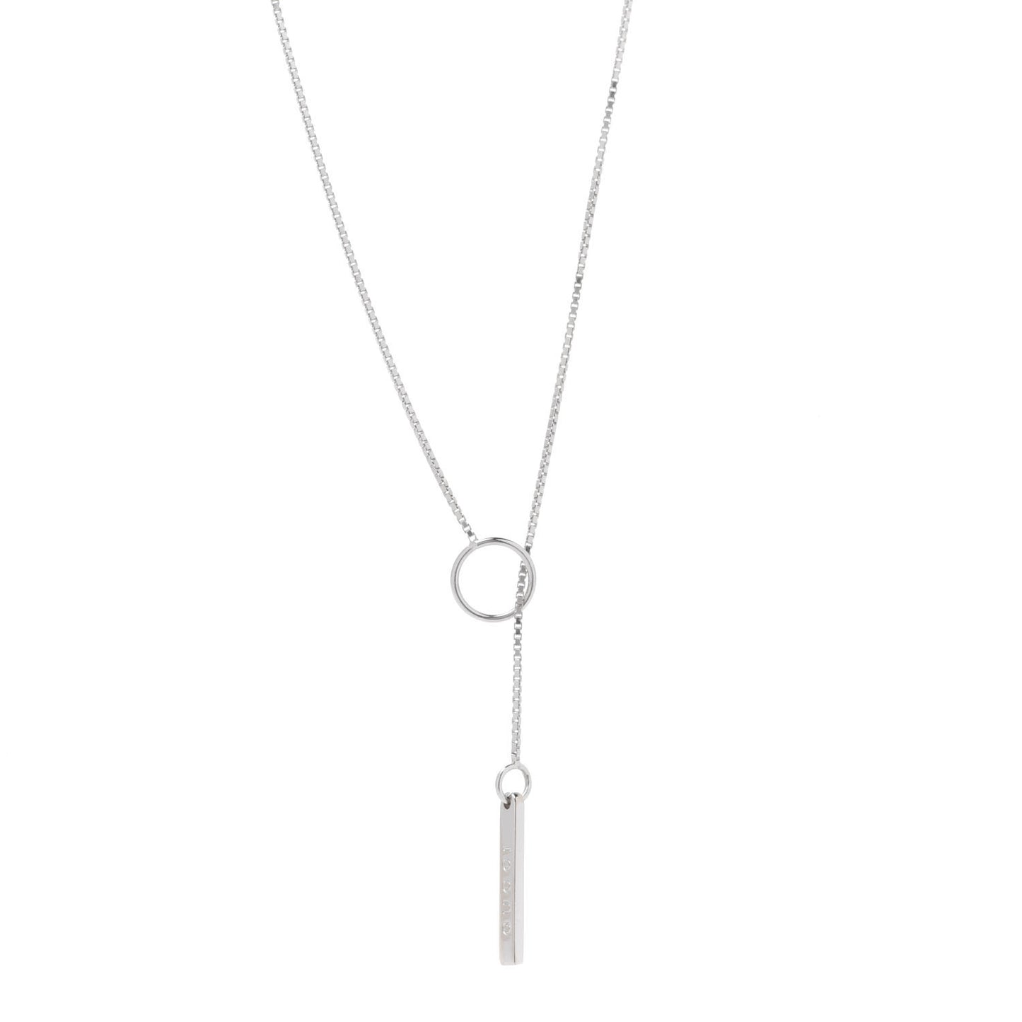 18K White Gold 20mm Lariat Necklace