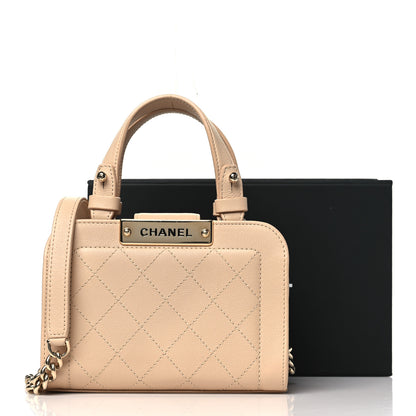 Chanel Grained Calfskin Stitched Mini Label Click Shopper Tote Beige 12 of 12