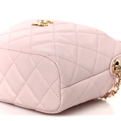 Chanel Shiny Caviar Hobo Clutch With Chain Light Pink 10 of 11