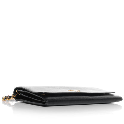 Prada Saffiano Metal Oro Chain Wallet Nero Black 4 of 9
