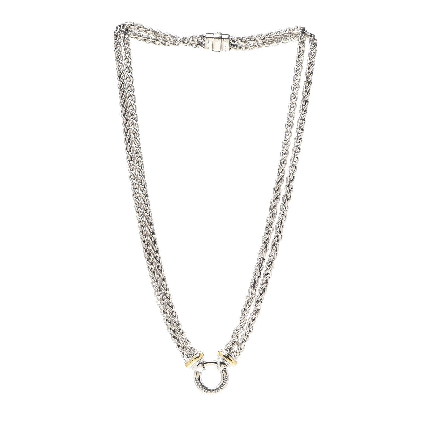 Sterling Silver 18K Yellow Gold 8mm Double Wheat Chain Necklace