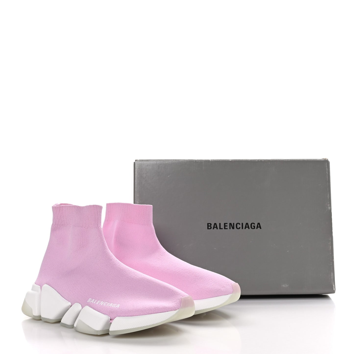 Technical 3D Recycled Knit Bi-Color Womens Speed 2.0 Transparent Sole Sneakers 38 Pink White