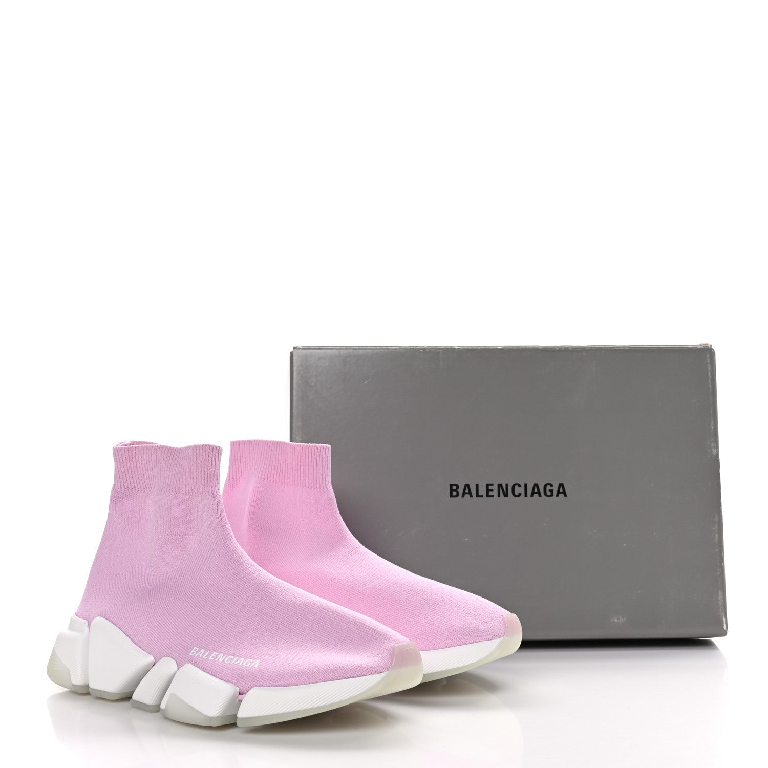 Balenciaga Technical 3D Recycled Knit Bi-Color Womens Speed 2.0 Transparent Sole Sneakers 38 Pink White 7 of 7