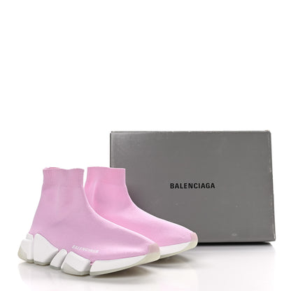Balenciaga Technical 3D Recycled Knit Bi-Color Womens Speed 2.0 Transparent Sole Sneakers 38 Pink White 7 of 7