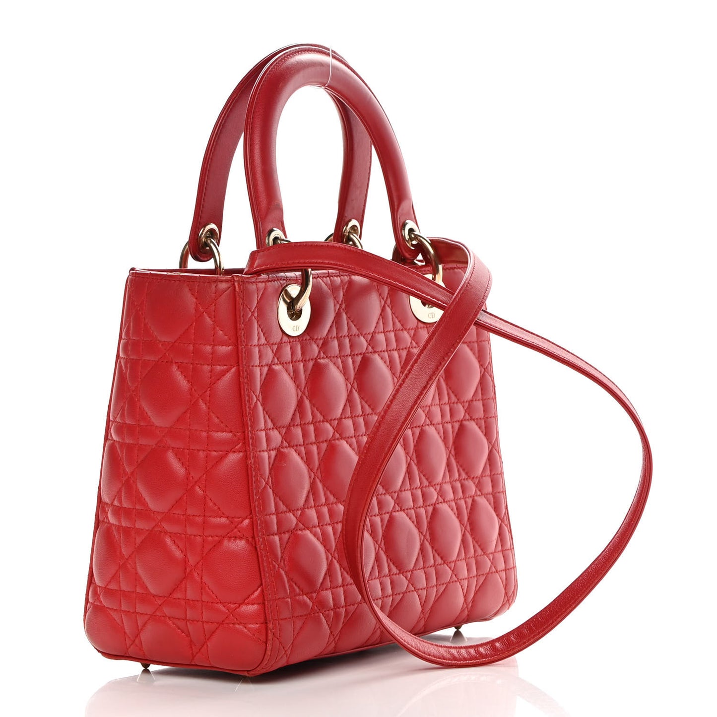 Lambskin Cannage Medium Lady Dior Red
