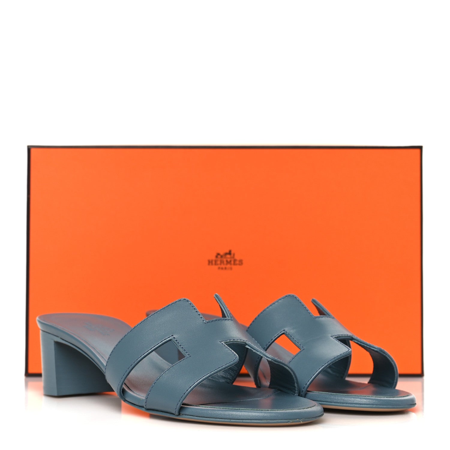 Hermes Calfskin Oasis Sandals 36 Bleu Velvet 8 of 8