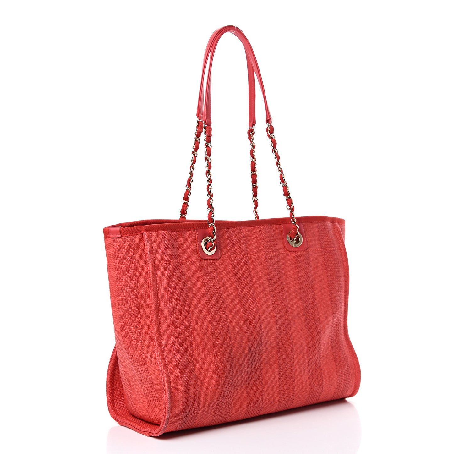 Mixed Fibers Striped Small Deauville Tote Red