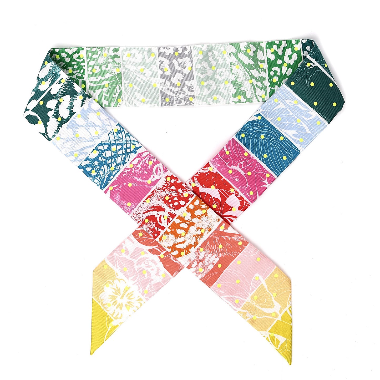 Silk Jungle Love Rainbow Twilly Vert Rose Jaune Fluo