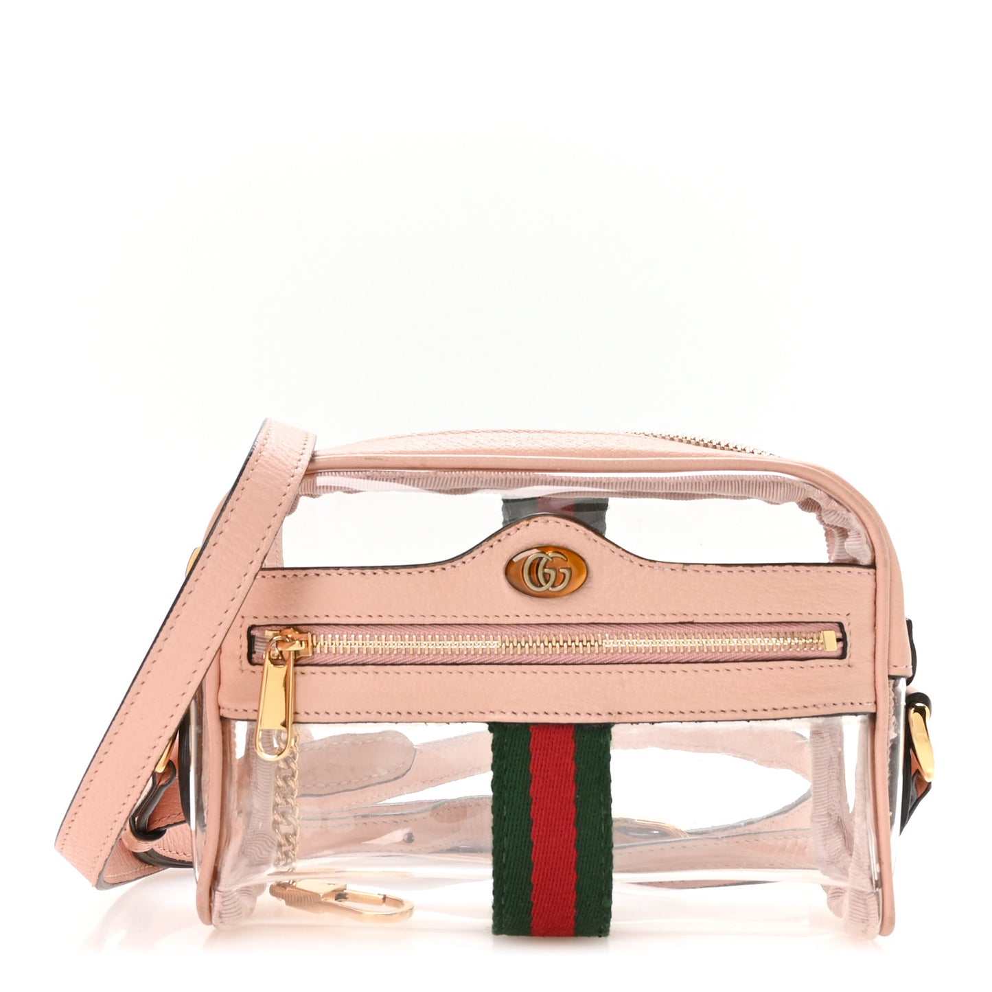 Vinyl Web Mini Ophidia Transparent Shoulder Bag Perfect Pink