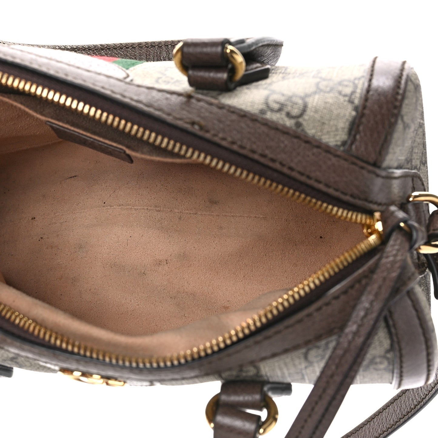 GG Supreme Monogram Web Small Ophidia Boston Bag Beige New Acero