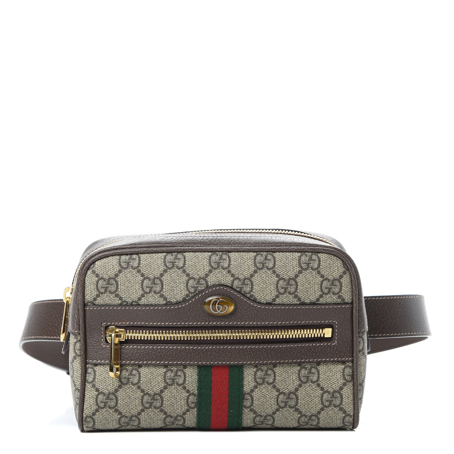 GG Supreme Monogram Web Small Ophidia Belt Bag 85 34 Dark Brown