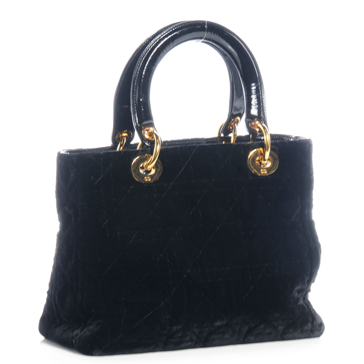 Velvet Cannage Medium Lady Dior Black