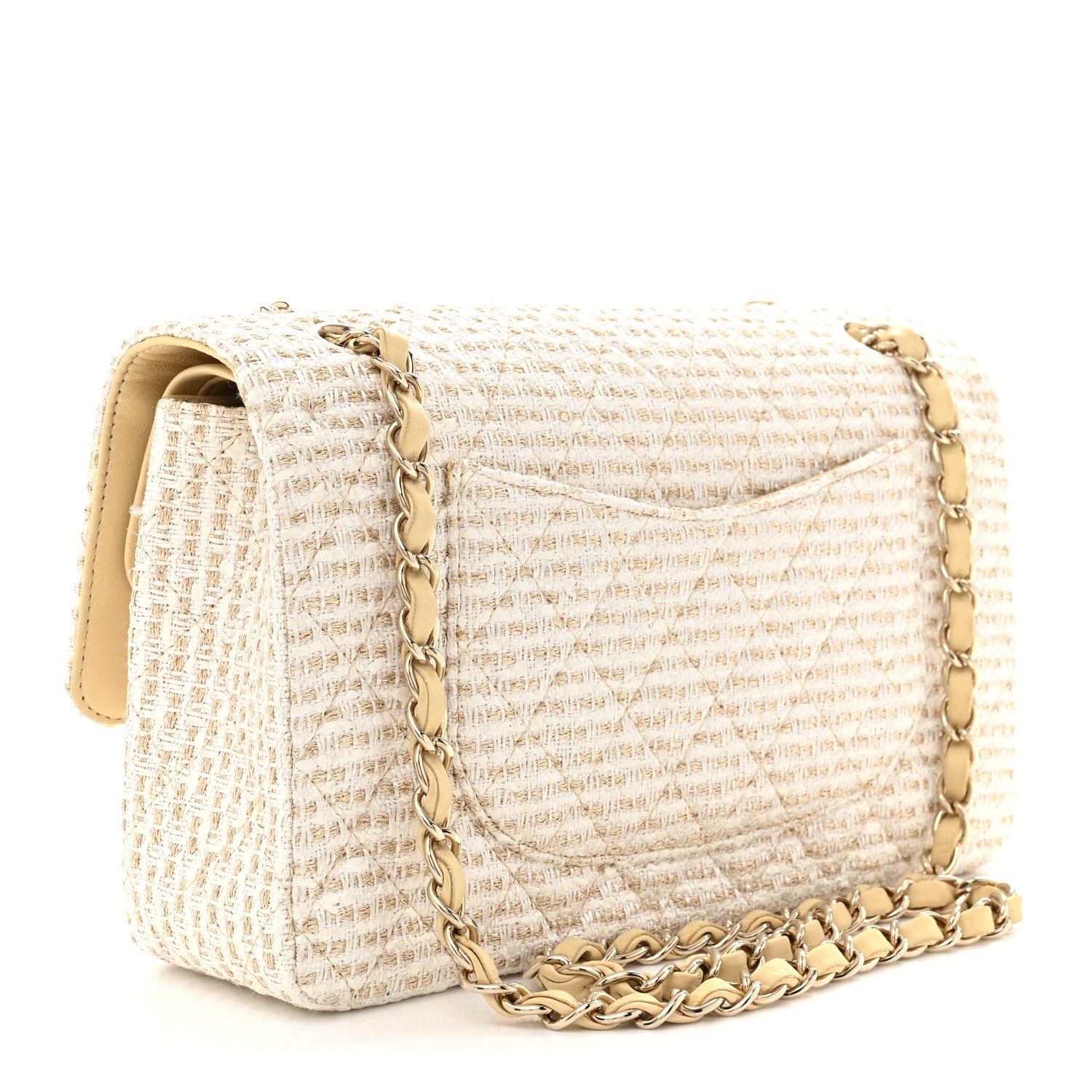Chanel Tweed Medium Double Flap White 3 of 10