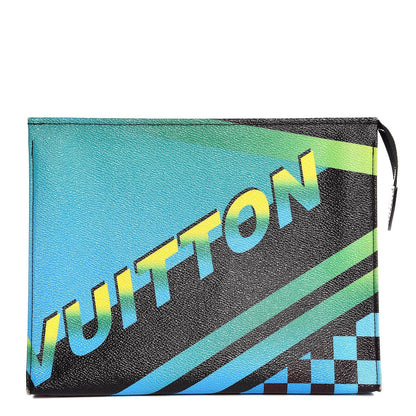 Louis Vuitton Damier Race Toiletry Pouch 26 Blue Vert 1 of 15