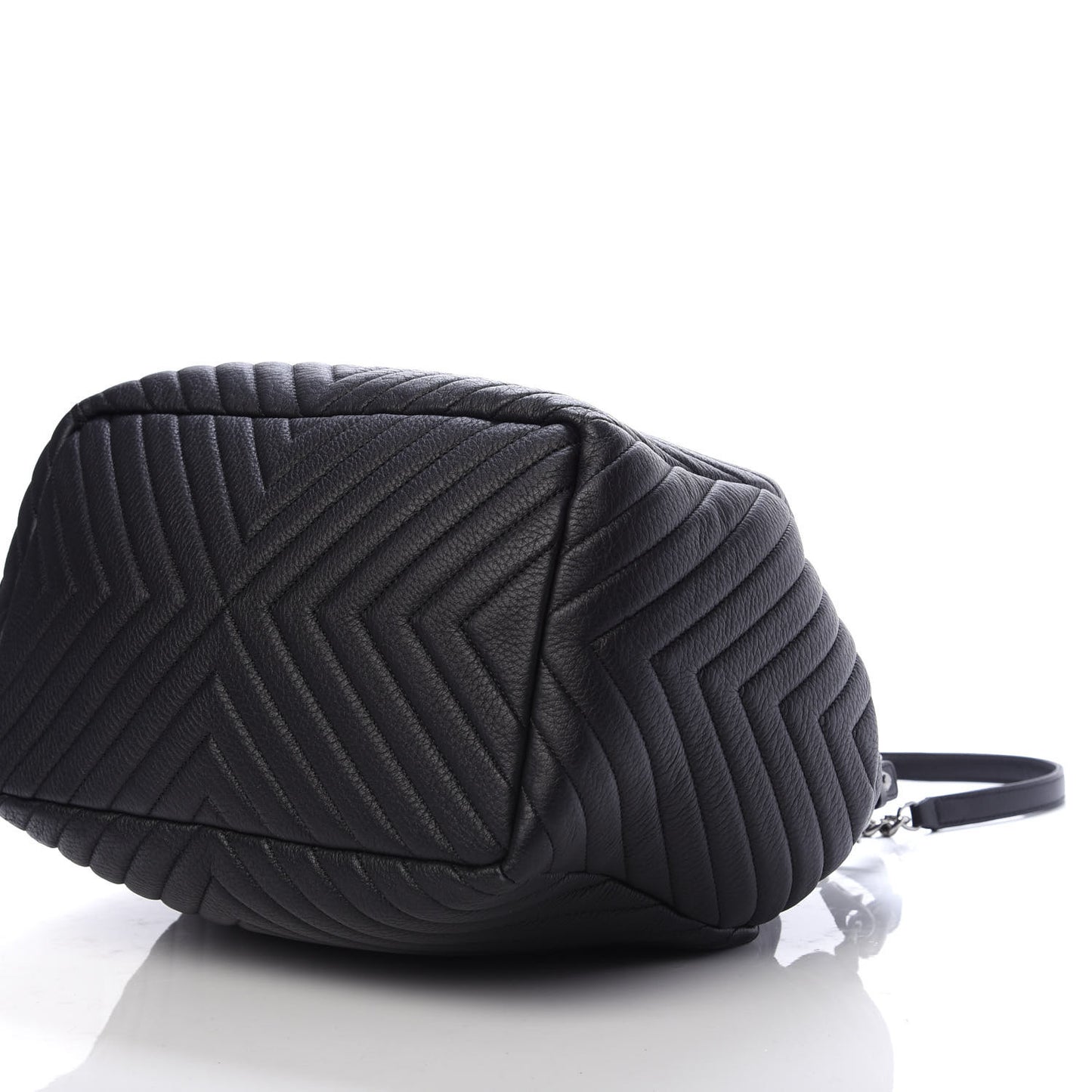 Deerskin Chevron Large CC Chain Bucket Drawstring Bag Black