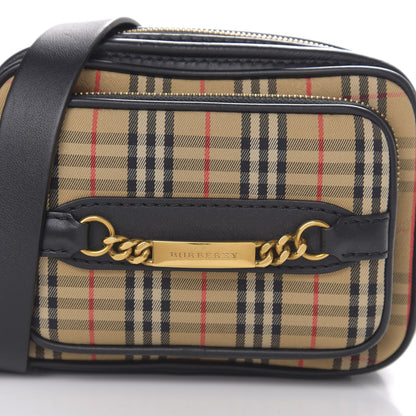 Burberry 1983 Knight Check Smooth Calfskin Link Camera Bag Black 9 of 10